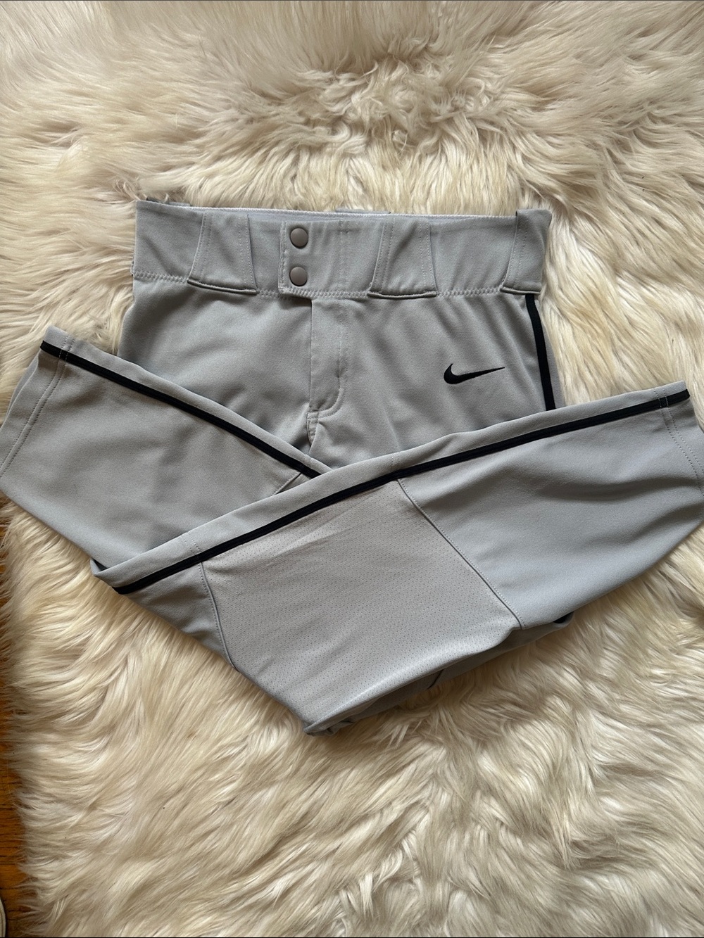 Nike Team women Light Gray Athletic Pants with Black Piping/ L